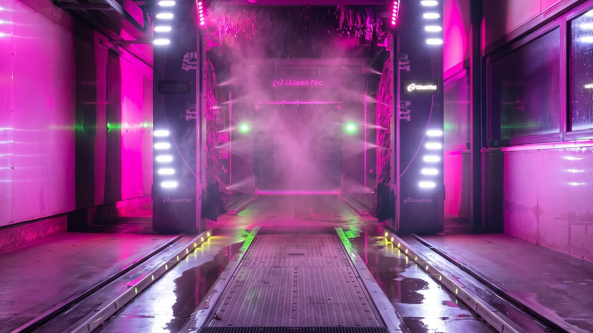 WashTec-Portalanlage StarWash Münster in Pink-Violett-LED